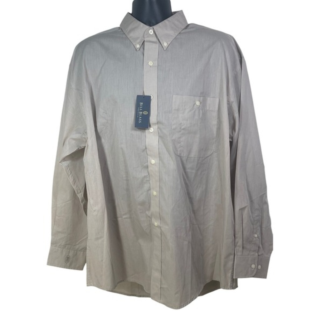 Bill‎ Blass Premium Mens Long Sleeve Button Down Shirt Tan Khaki Large XL